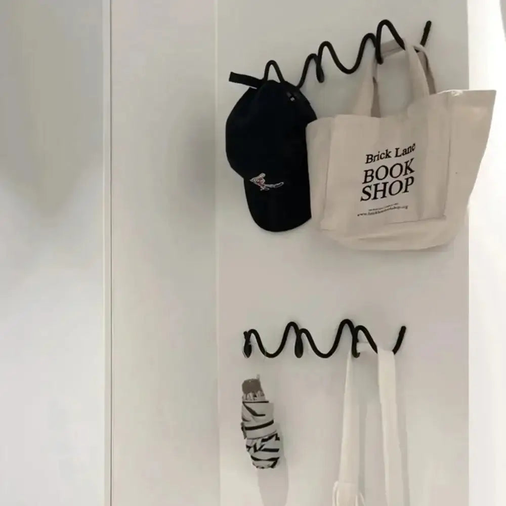 Minimalistischer Wellen-Wandhaken - Schwarzer Eisenhaken für Kleider und Taschen in Eingangsbereich oder Schlafzimmer 6