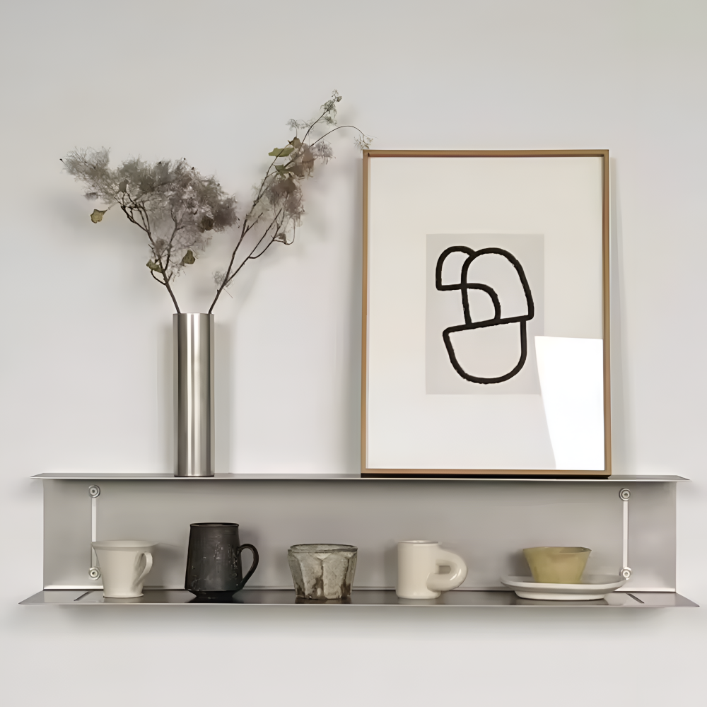 Minimalistisches Wandregal Metall Edelstahl – Schweberegal Modern & Japandi Stil – 60cm/90cm