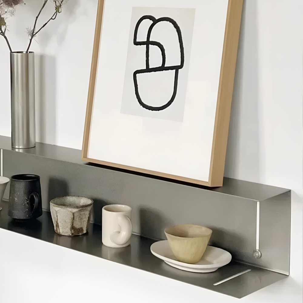 Minimalistisches Wandregal Metall Edelstahl – Schweberegal Modern & Japandi Stil – 60cm/90cm
