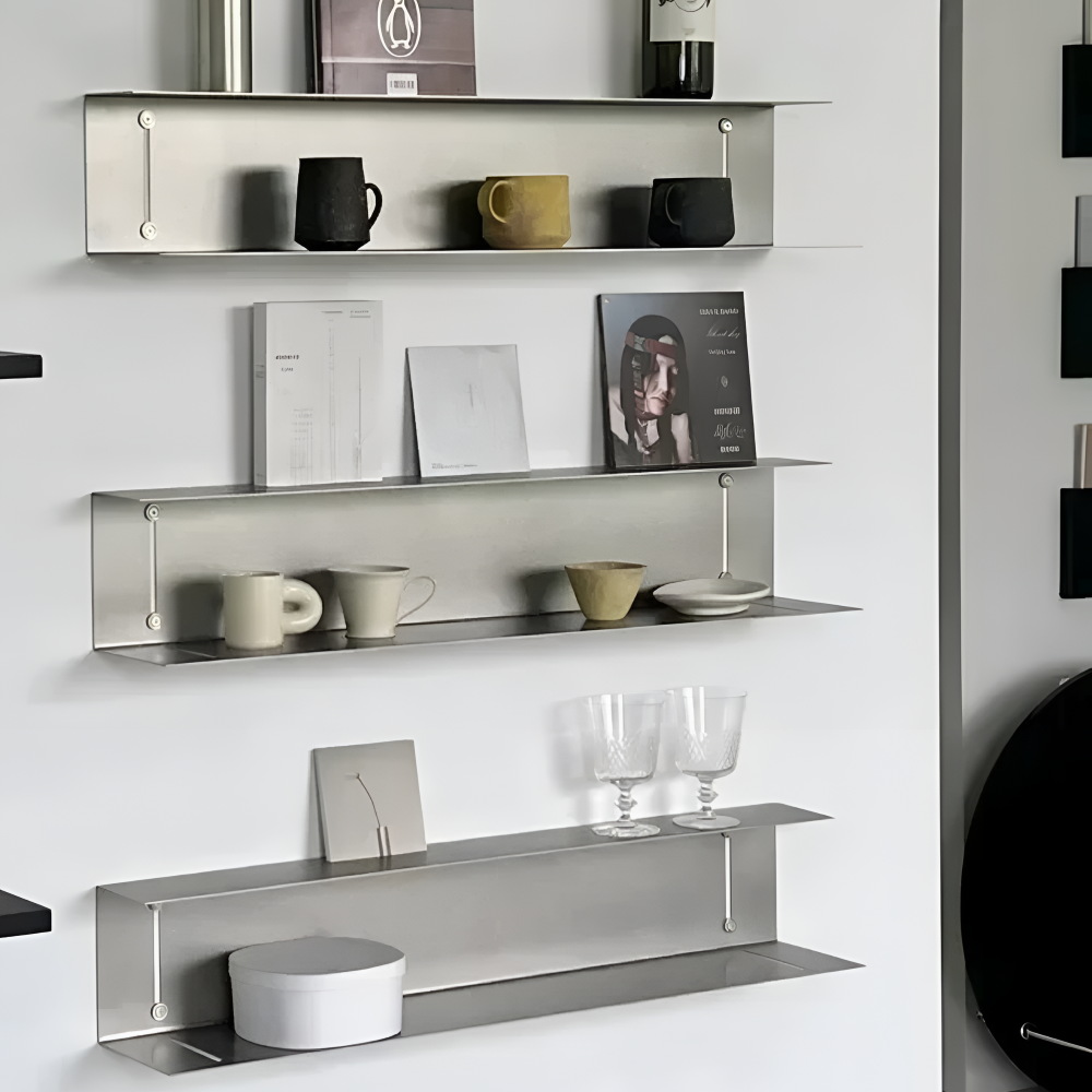 Minimalistisches Wandregal Metall Edelstahl – Schweberegal Modern & Japandi Stil – 60cm/90cm