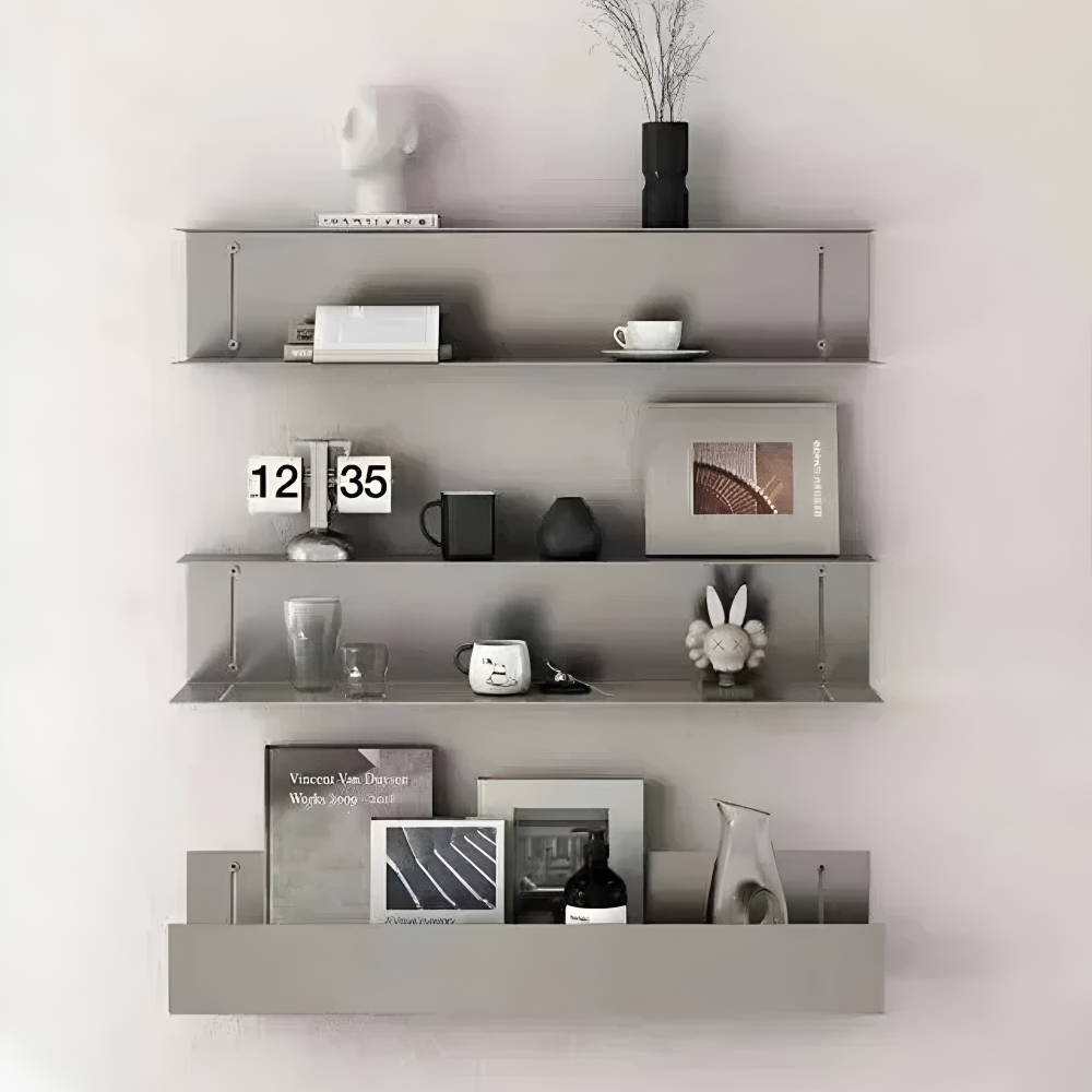 Minimalistisches Wandregal Metall Edelstahl – Schweberegal Modern & Japandi Stil – 60cm/90cm
