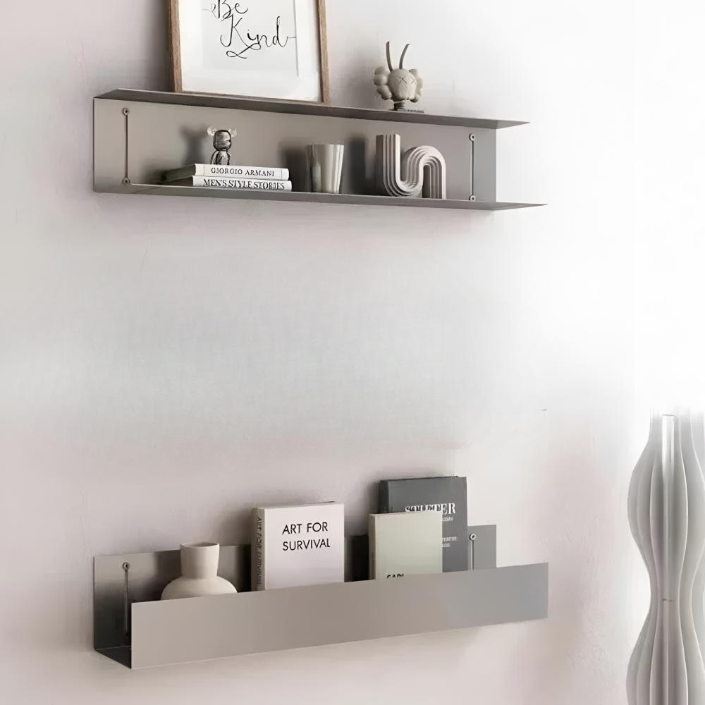 Minimalistisches Wandregal Metall Edelstahl – Schweberegal Modern & Japandi Stil – 60cm/90cm
