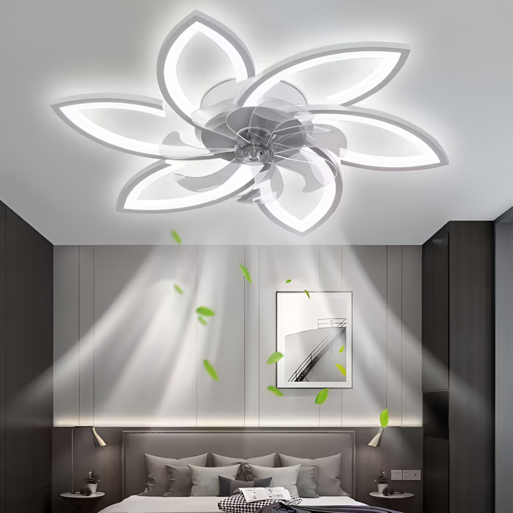 Moderner Schwarzer Deckenventilator mit Licht - Smarte Dimmbare Lampe mit Fernbedienung - 6 Einstellbare Ventilatorgeschwindigkeiten