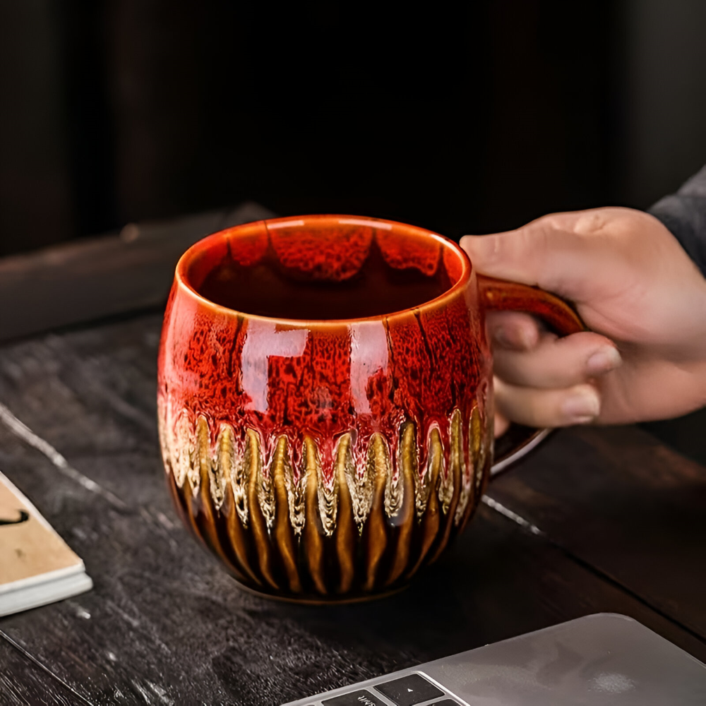 Modern Handgefertigte Keramiktasse 600ml – Großer Kaffeebecher, Nachhaltig, 10,5cm hoch