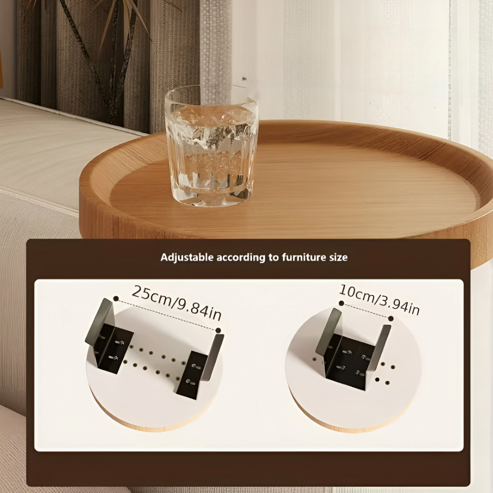 Moderner Clip-On Sofatisch - Natürliches Bambusdesign in Braun für Snacks und Getränke