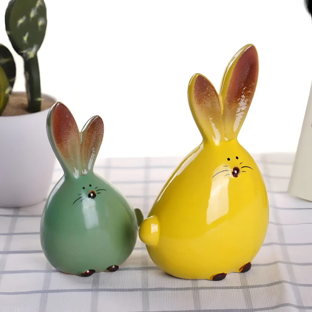 Moderne Geometrische Keramik-Osterhasen-Skulptur - Stilvolle Tischdekoration für Ostern Deko