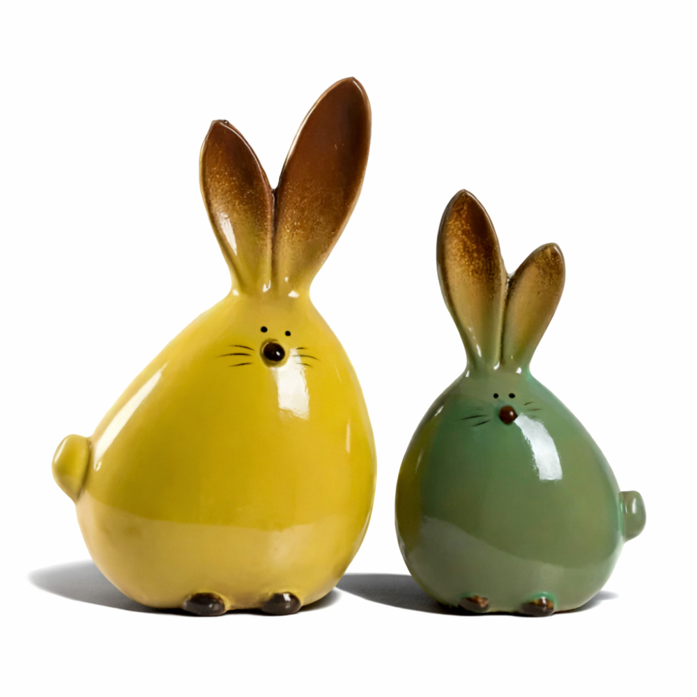 Moderne Geometrische Keramik-Osterhasen-Skulptur - Stilvolle Tischdekoration für Ostern Deko
