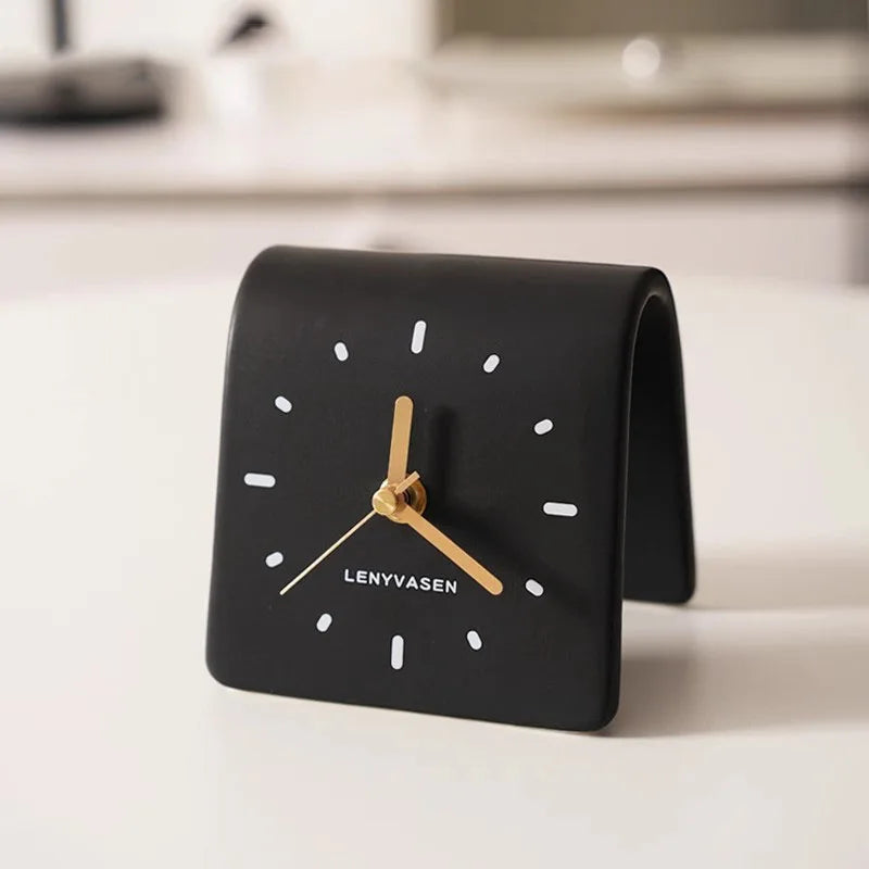 Moderne Keramik Schreibtischuhr - Mattbraun Elegantes Design für Ruhe und Stil 11