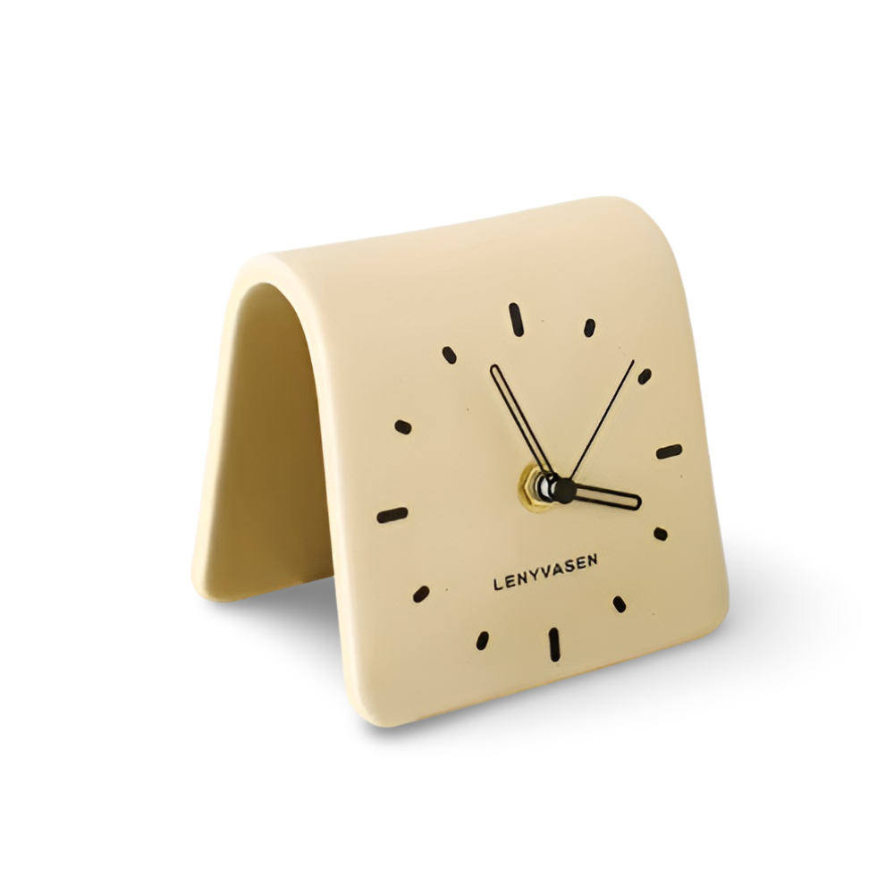 Moderne Keramik Schreibtischuhr - Mattbraun Elegantes Design für Ruhe und Stil