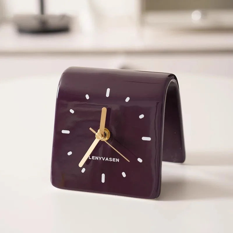 Moderne Keramik Schreibtischuhr - Mattbraun Elegantes Design für Ruhe und Stil 9