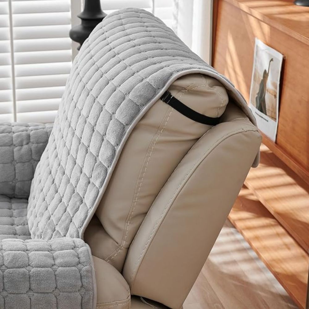 Moderne Mikrofaser Liegesesselbezug - Kuscheliger Snug Grid Stil in Dunkelgrau für Wohnräume 4