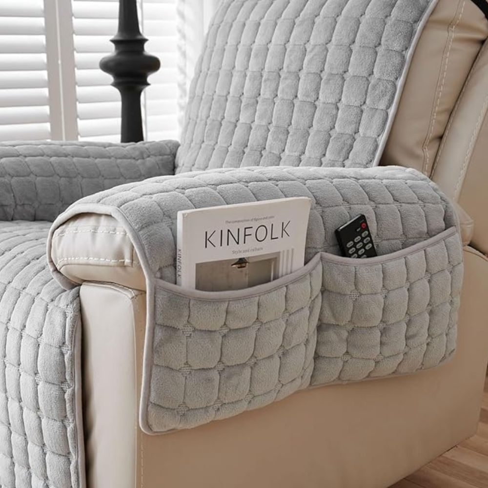 Moderne Mikrofaser Liegesesselbezug - Kuscheliger Snug Grid Stil in Dunkelgrau für Wohnräume 6