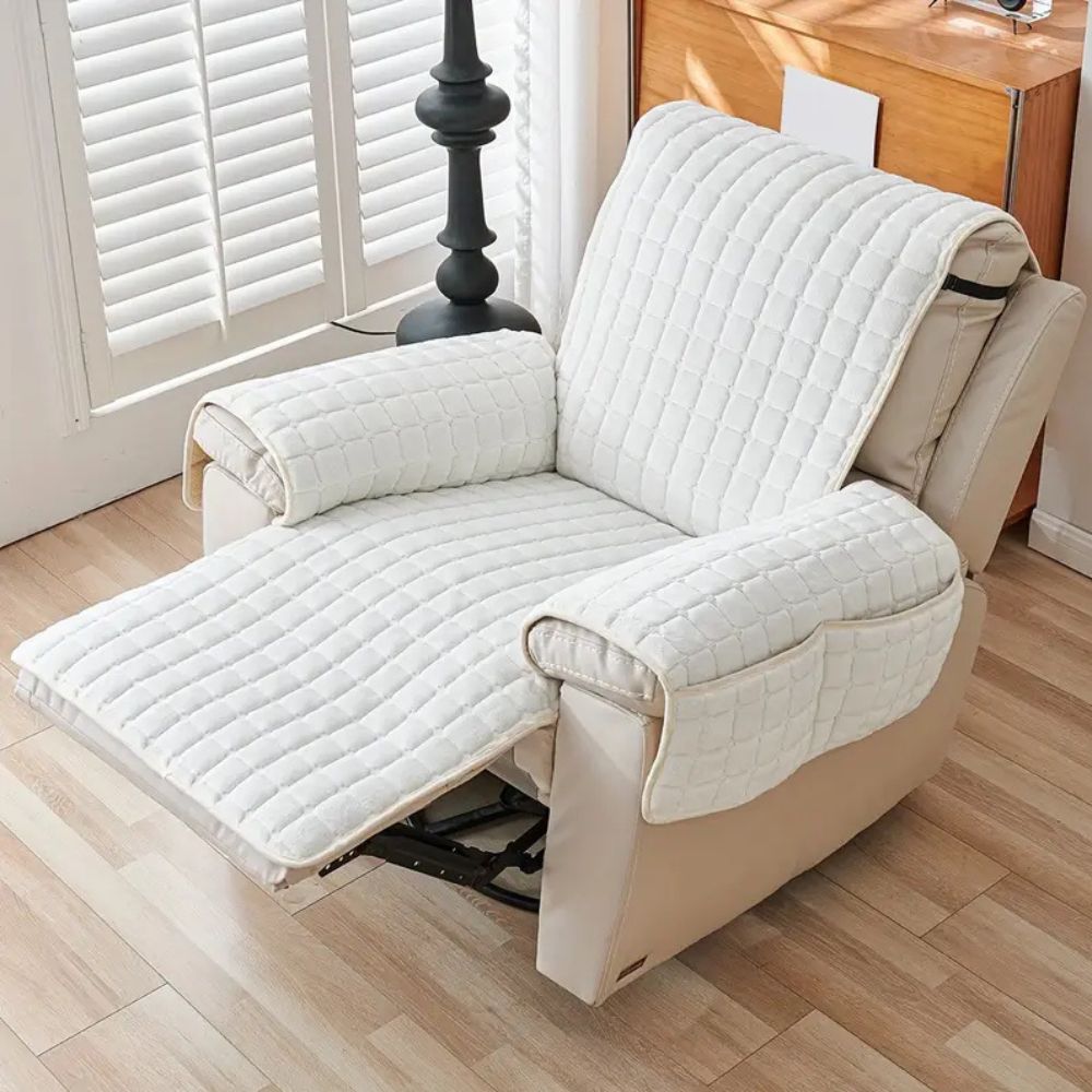 Moderne Mikrofaser Liegesesselbezug - Kuscheliger Snug Grid Stil in Dunkelgrau für Wohnräume 8