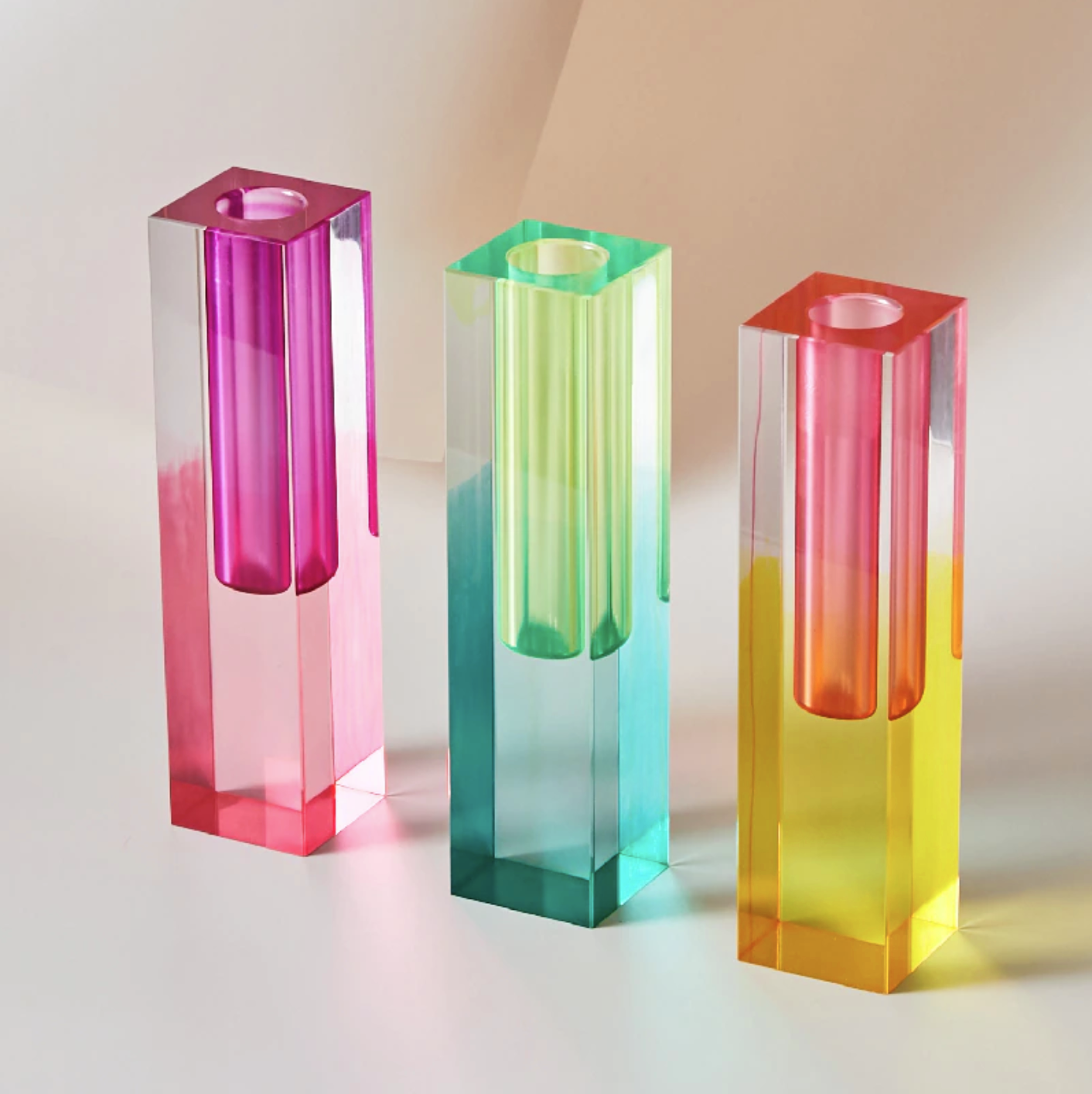 Moderne Prisma-Acrylvase - Regenbogenfarben Zylinder für Kreative Blumenarrangements 1