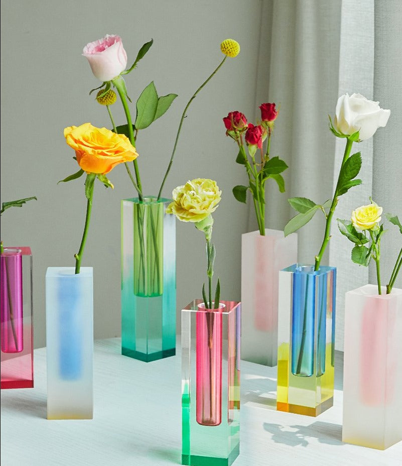Moderne Prisma-Acrylvase - Regenbogenfarben Zylinder für Kreative Blumenarrangements 4