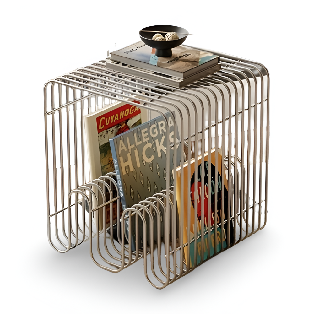 Moderner Beistelltisch mit Ablage – Metall Couchtisch quadratisch, 32x32x41 cm, Schwarz