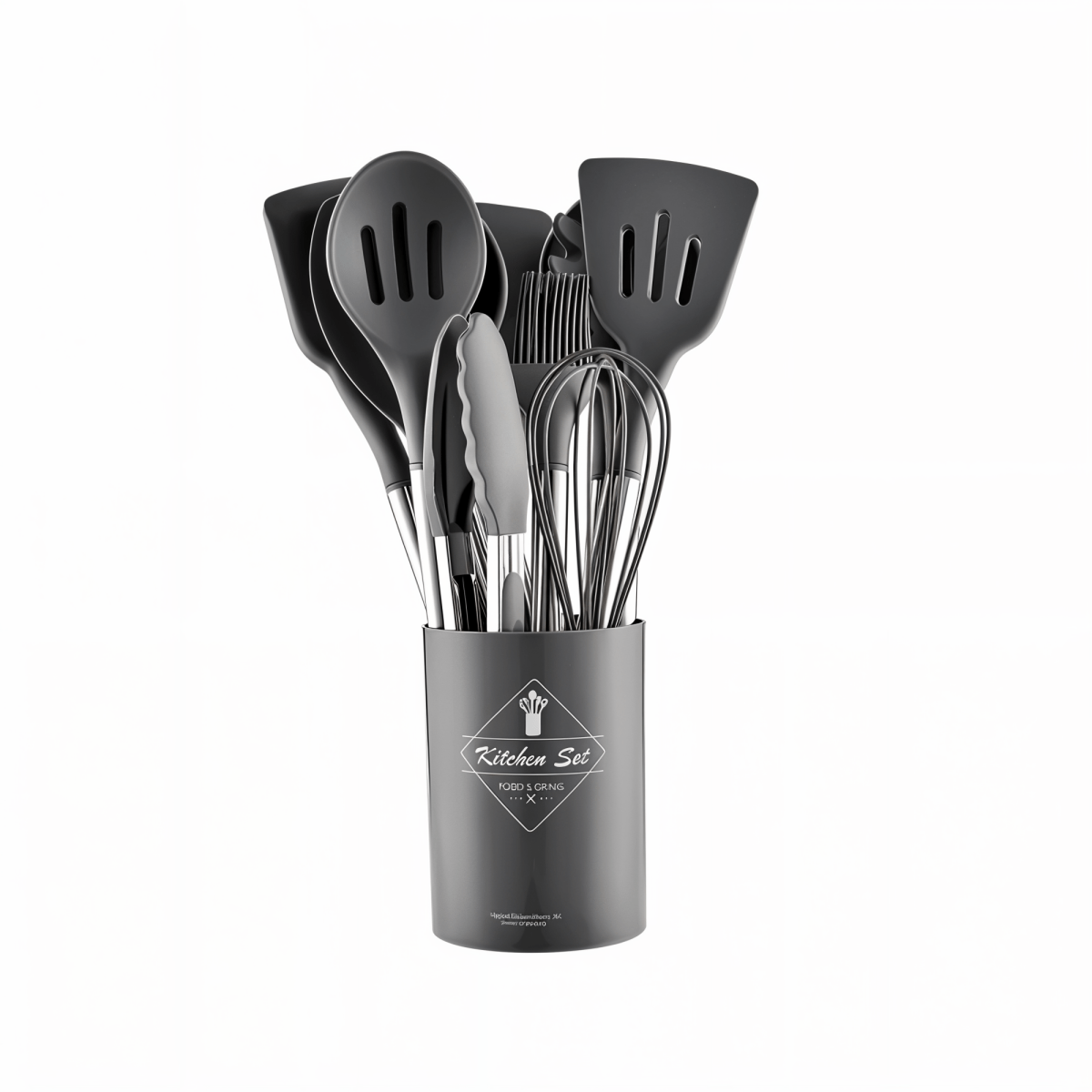 Modernes 12-Teiliges Silikon Küchenutensilien Set - Hitzebeständige Edelstahlgriffe in Elegant Schwarz für Stilvolles Kochen 4