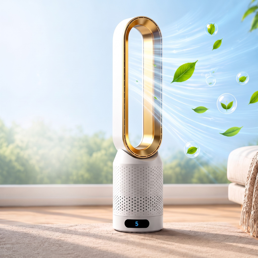 Flügelloser Turmventilator 3-in-1 – Leiser Luftkühler mit Luftreinigung & Ionisierung