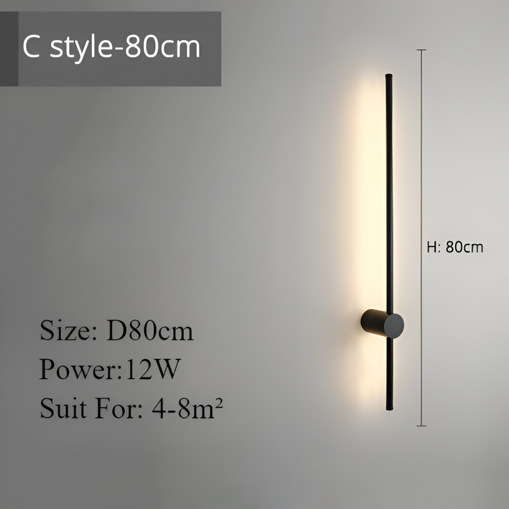 ModiStrip Wandleuchte - Minimalistische Schwarze Linien Wandleuchte Innen - LED Beleuchtung