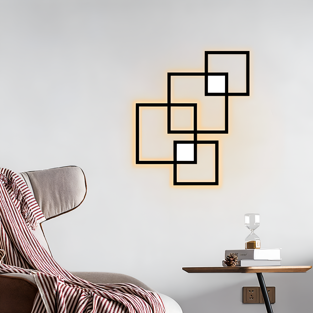 MonoQuad Wandleuchte - Metallic Schwarz Weiß Quadratische LED Wandbeleuchtung