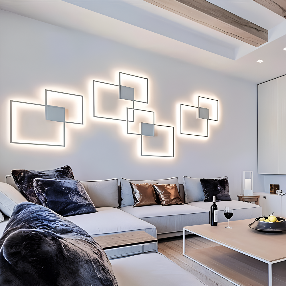MonoQuad Wandleuchte - Metallic Schwarz Weiß Quadratische LED Wandbeleuchtung