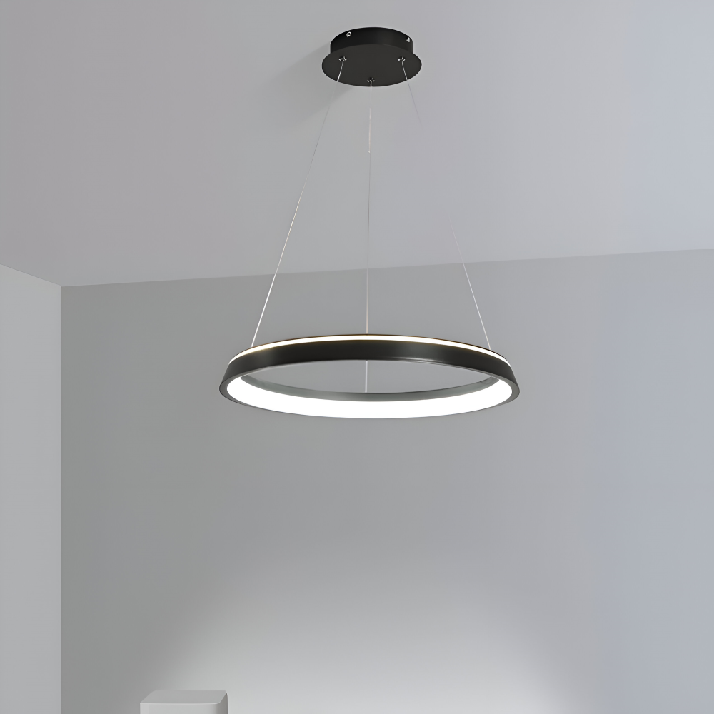 MonoRing Pendelleuchte - Minimalistische Schwarze & Weiße Runde Hängelampe