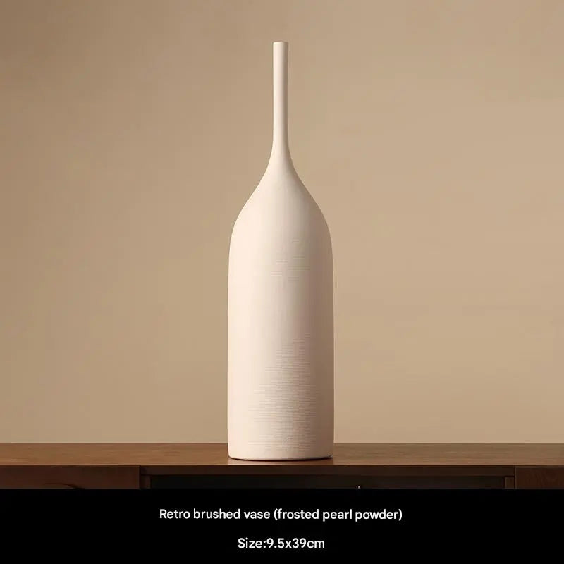 Morandi-Stil Handgebürstete Keramikvase - Elegante Weiße Porzellan Blumenvase für Stilvolle Dekoration 7