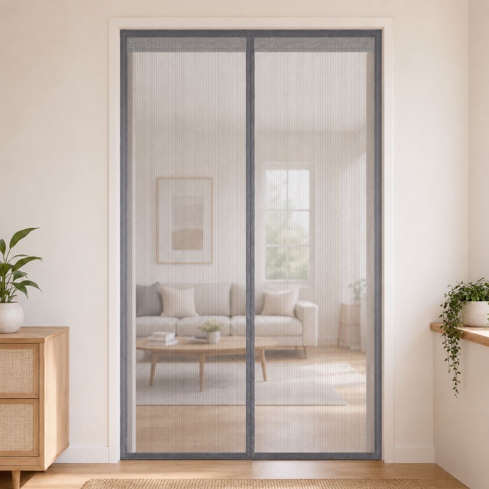 Magnetic Mosquito Net Door ScreeMagnetischer Tür-Fliegengittervorhang | Selbstschließendes Moskitonetz für Türen mit feinmaschigem Insektenschutzn Customized Size Grey Invisible Mesh Summer Insect Proof Automatic Closing Curtain