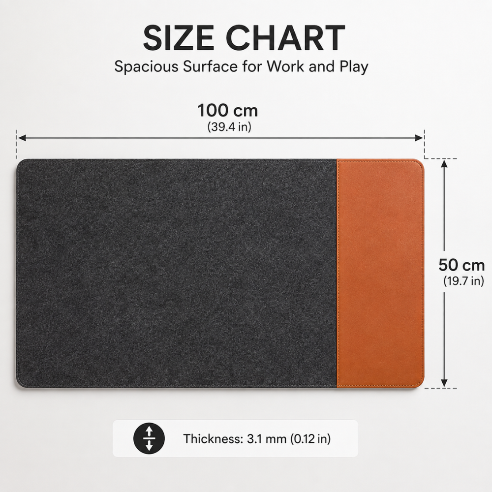 XXL Schreibtischunterlage Mauspad 100x50 cm PU-Leder – Multifunktionale Matte für Büro, Homeoffice & Gaming