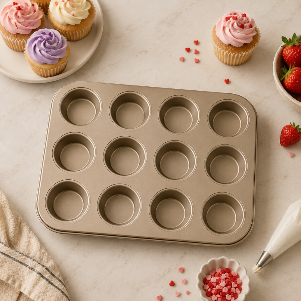 Muffinform aus Kohlenstoffstahl – Antihaft Backform für Muffins, Cupcakes & kleine Kuchen