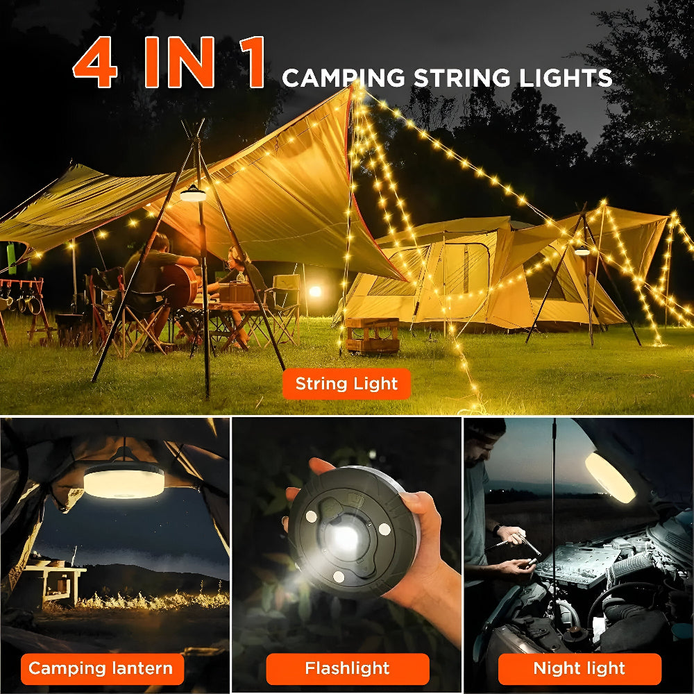 Multifunktionales Campinglampe: 4-in-1 LED-Lampe, Lichterkette und Powerbank für Outdoor-Abenteuer
