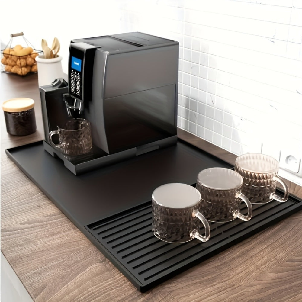 2-in-1 Kaffeemaschinen Unterlage aus Silikon – Abtropfmatte & Arbeitsplattenschutz für Kaffeevollautomat, Siebträger & Küche