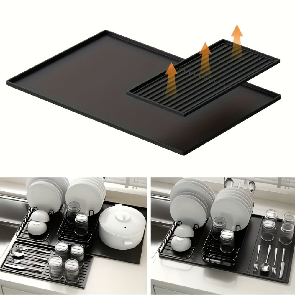 2-in-1 Kaffeemaschinen Unterlage aus Silikon – Abtropfmatte & Arbeitsplattenschutz für Kaffeevollautomat, Siebträger & Küche