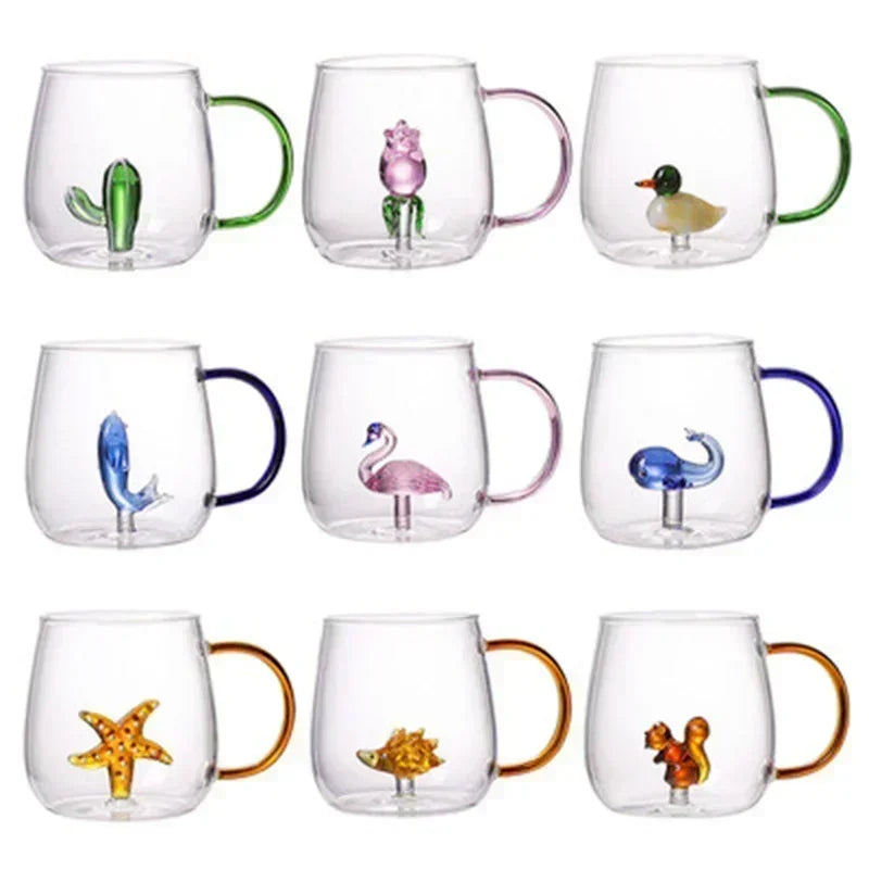 Niedliche Cartoon Tierform Tasse - Hochwertiges Borosilikatglas für Kaltgetränke, 1 Stück 0