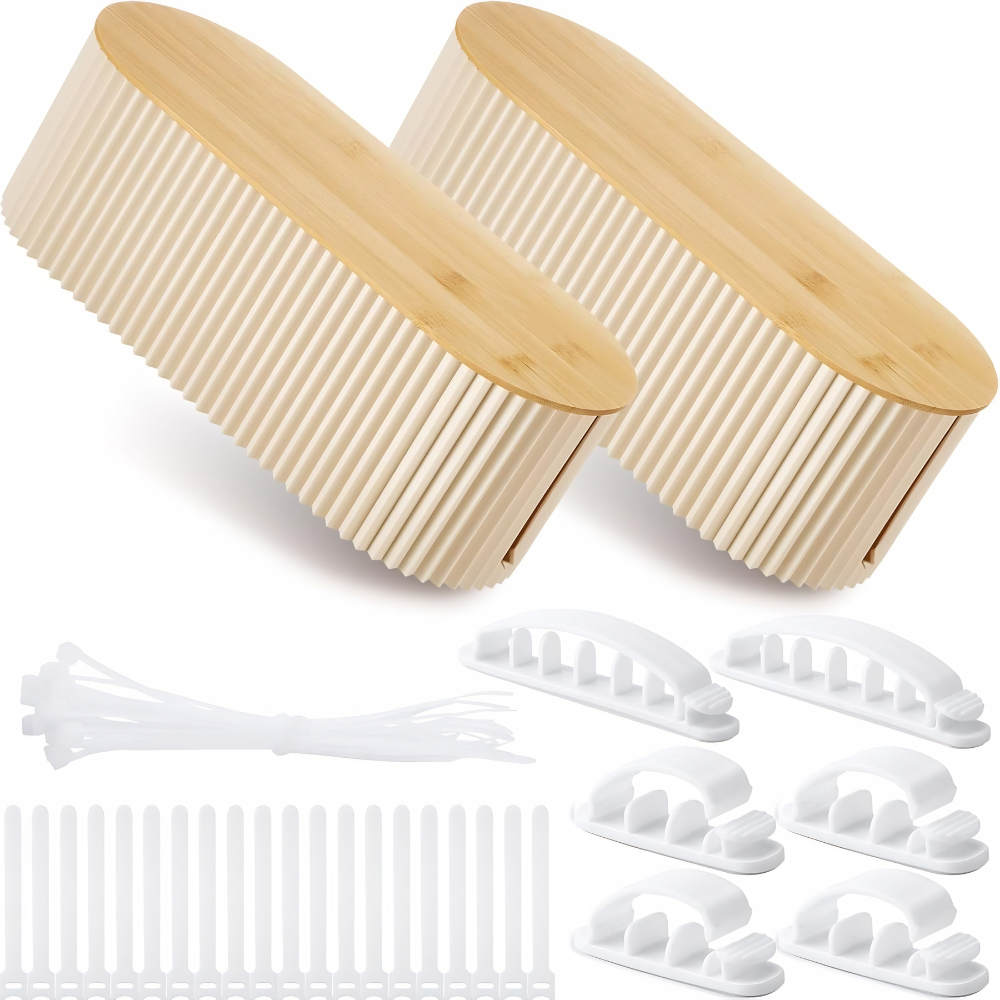 Nordischer Kabelorganizer 33x13x11 cm – Elegante Kunststoff-Holz-Kabelbox für Ordnung im Wohnbereich