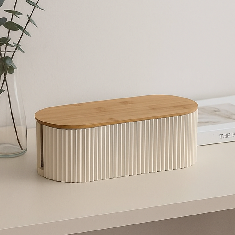 Nordischer Kabelorganizer 33x13x11 cm – Elegante Kunststoff-Holz-Kabelbox für Ordnung im Wohnbereich 1