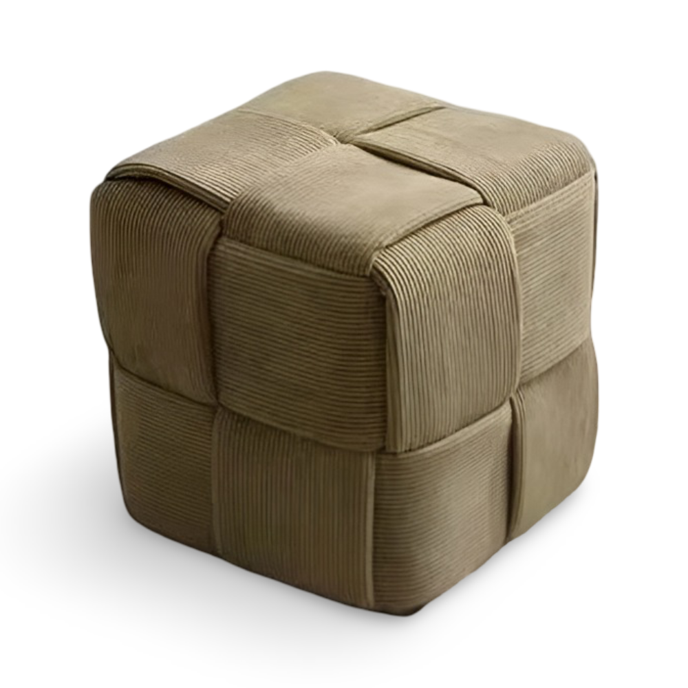 Nordischer Moderner Pouf Hocker - Weiche Cord-Polsterung Weiß für Wohn- & Schlafzimmer Deko