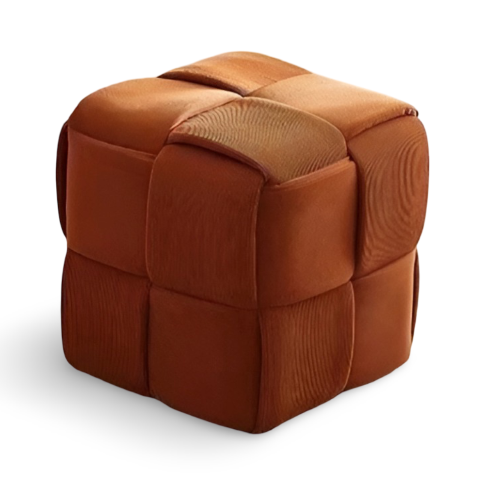 Nordischer Moderner Pouf Hocker - Weiche Cord-Polsterung Weiß für Wohn- & Schlafzimmer Deko