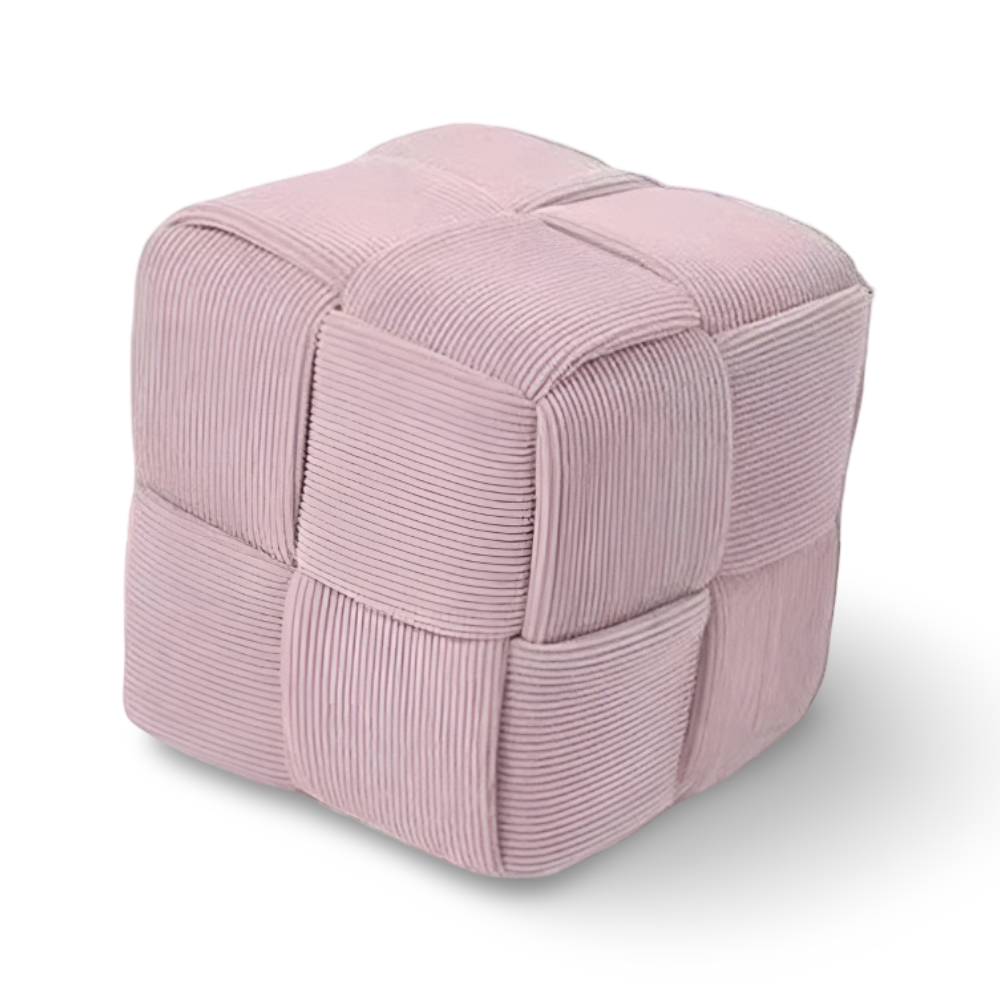 Nordischer Moderner Pouf Hocker - Weiche Cord-Polsterung Weiß für Wohn- & Schlafzimmer Deko