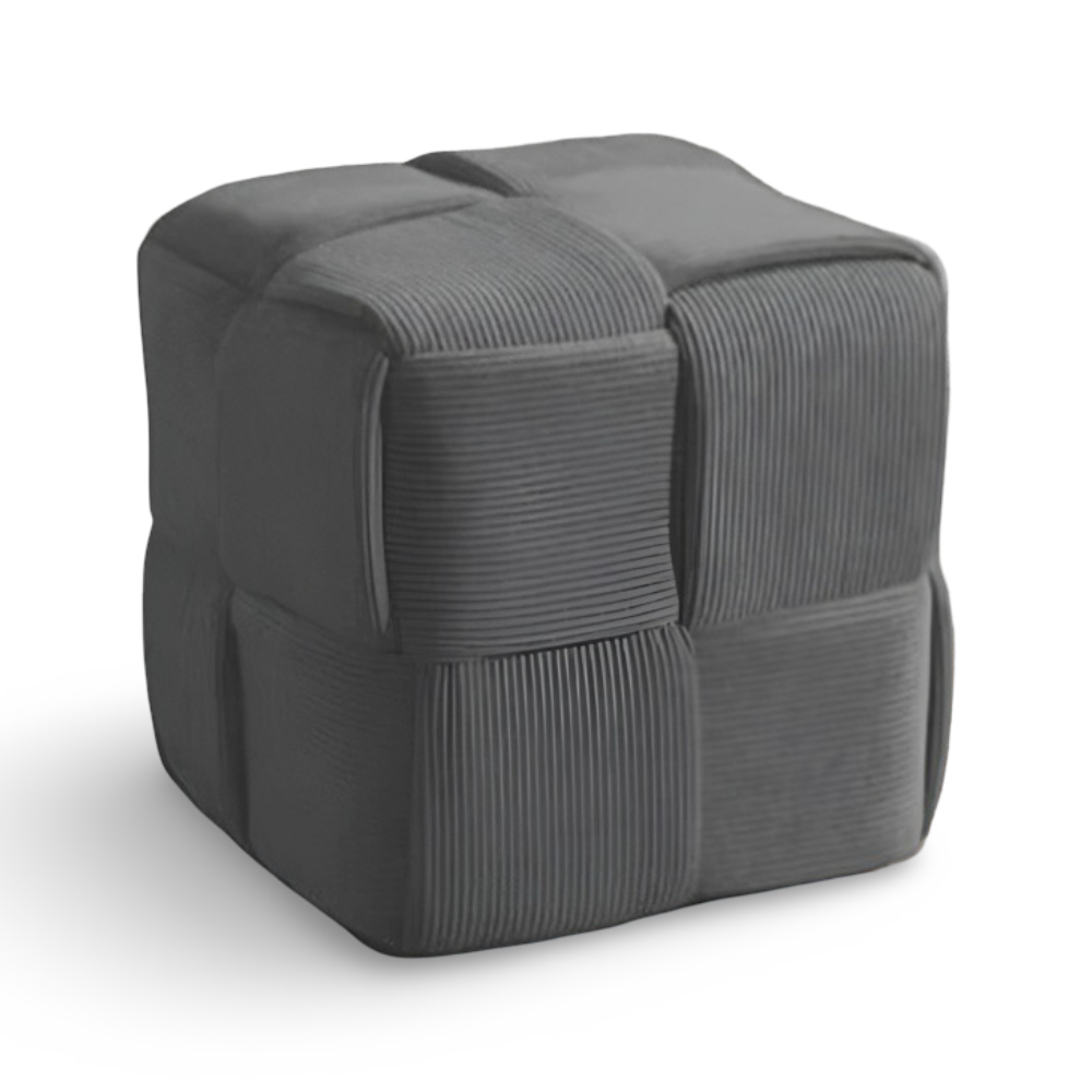 Nordischer Moderner Pouf Hocker - Weiche Cord-Polsterung Weiß für Wohn- & Schlafzimmer Deko