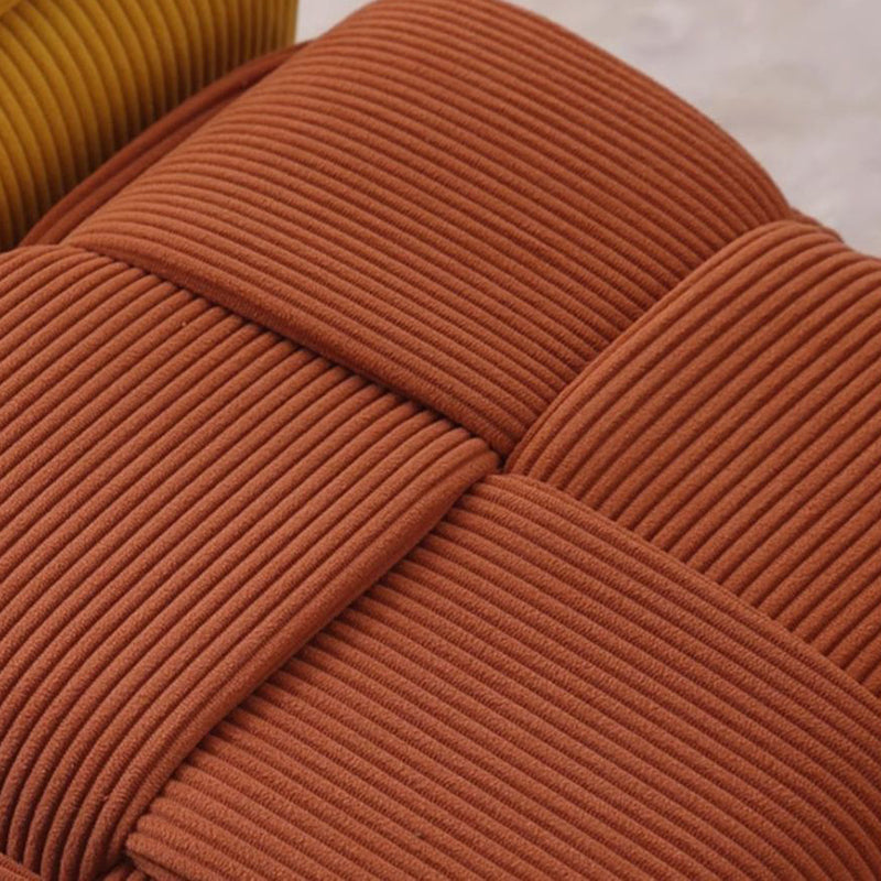 Nordic Contemporary Pouf Hocker - Soft Cord Upholstery White for Living Room & Bedroom Decor 6