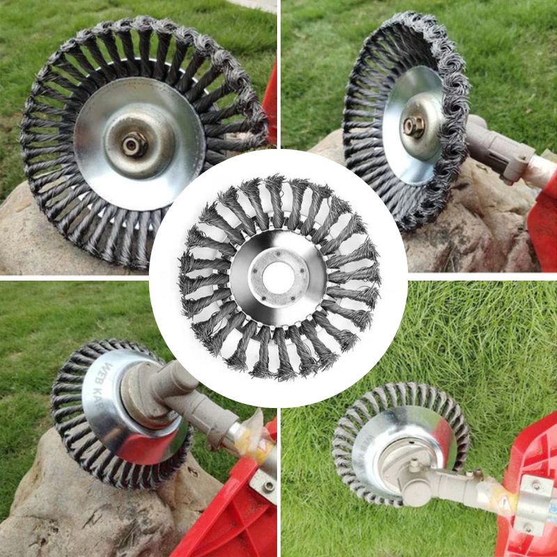 20 cm Stahl-Drahtbürstenkopf für Rasentrimmer | Metall-Trimmeraufsatz zur Entfernung von Unkraut, Moos und Rost