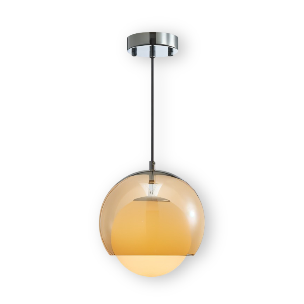 OrangeOrb Pendelleuchte - Retro Bauhaus Glas Hängelampe - Doppelschichtige Lampe