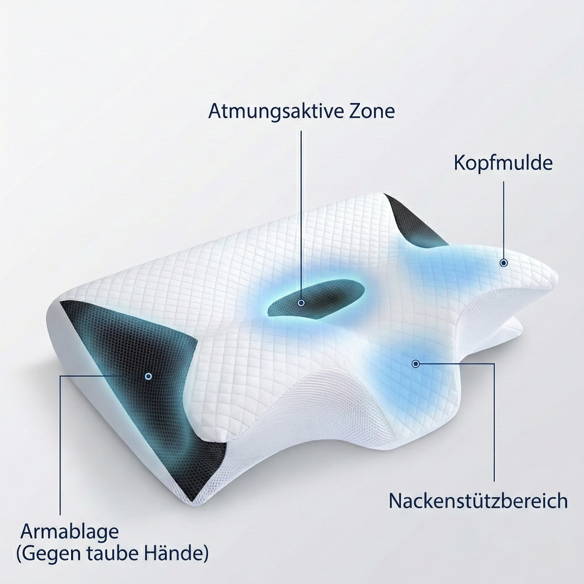 Orthopädisches HWS Nackenstützkissen – Butterfly Design mit Armablage – Memory Foam gegen Nackenschmerzen (60x35cm)