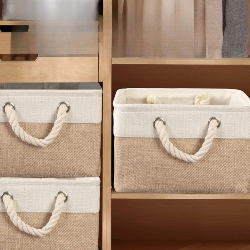 Aufbewahrungsbox Oxford-Stoff mit Seilgriffen – Faltbare Stoffbox für Kleidung & Spielzeug
