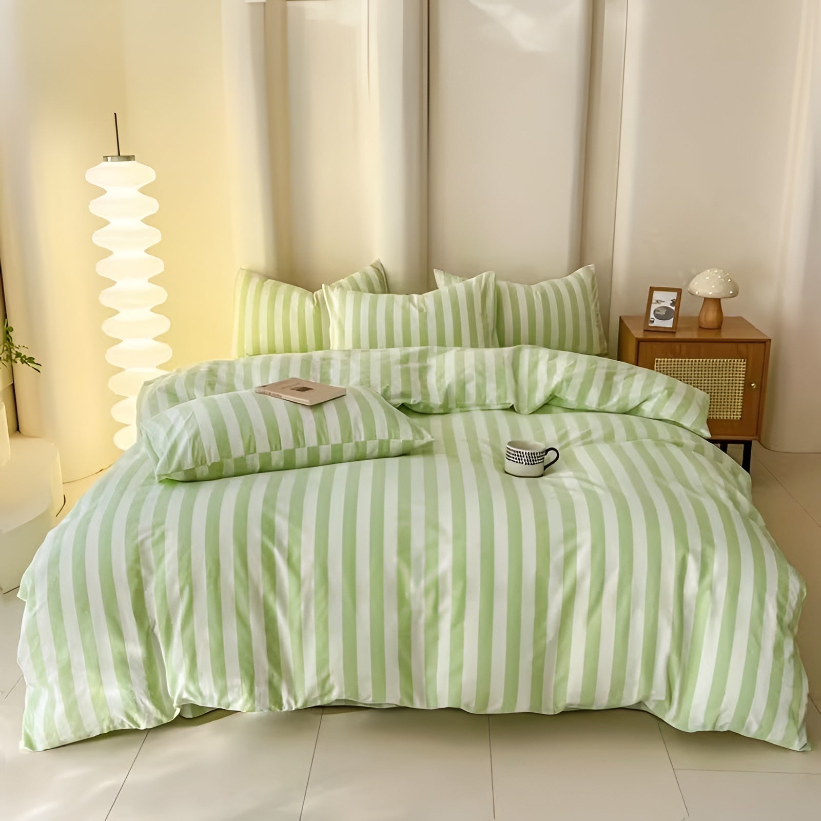 Pastell Gestreiftes Bettwäsche Set - Weiche Baumwollmischung für Stilvolles Schlafzimmer