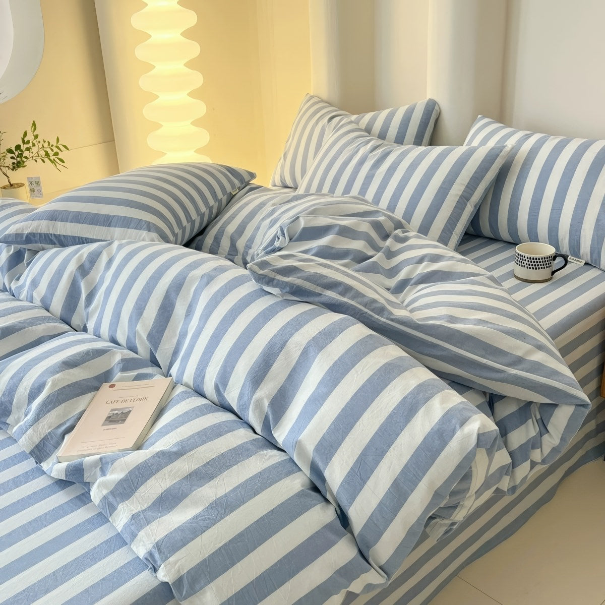 Pastell Gestreiftes Bettwäsche Set - Weiche Baumwollmischung für Stilvolles Schlafzimmer 4