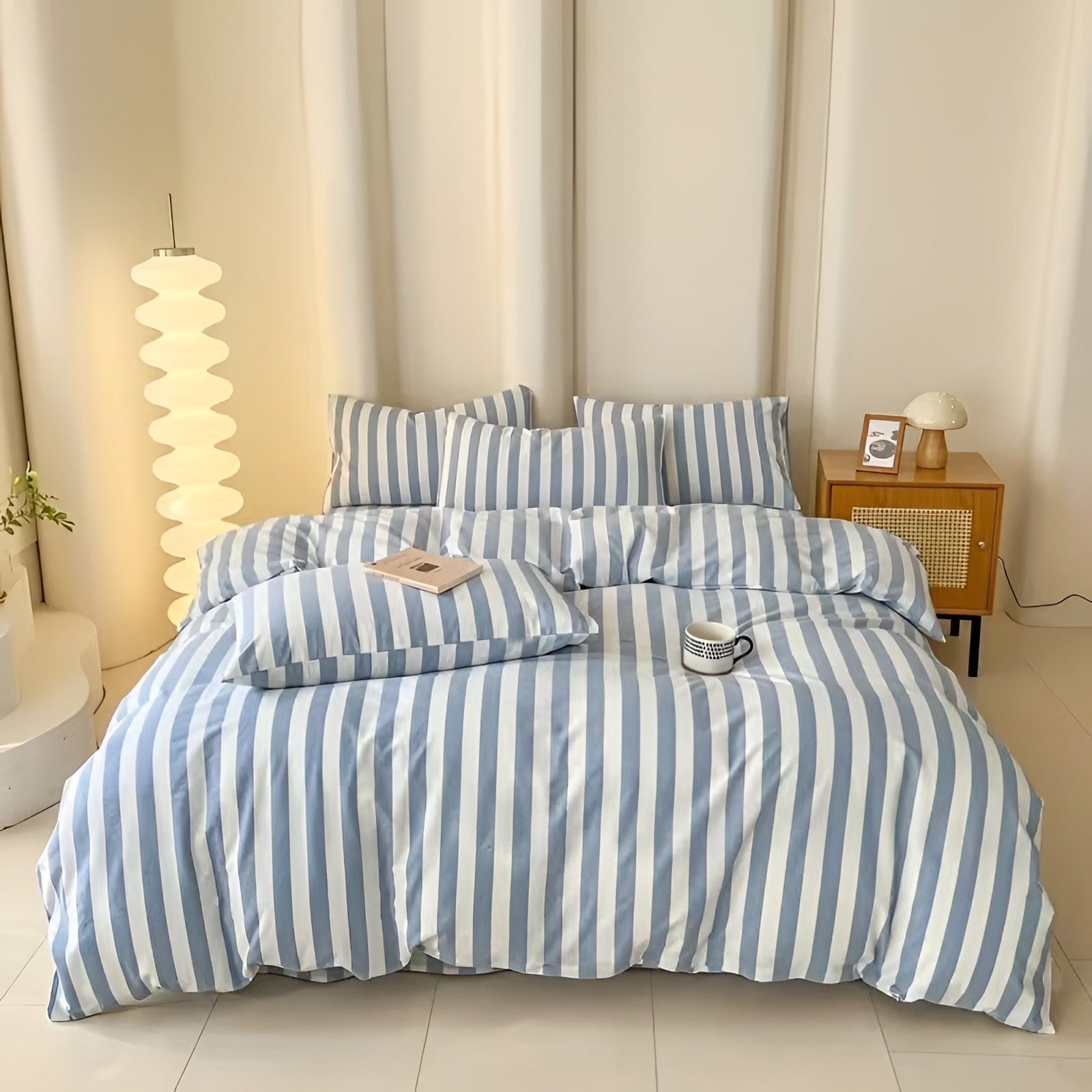 Pastell Gestreiftes Bettwäsche Set - Weiche Baumwollmischung für Stilvolles Schlafzimmer