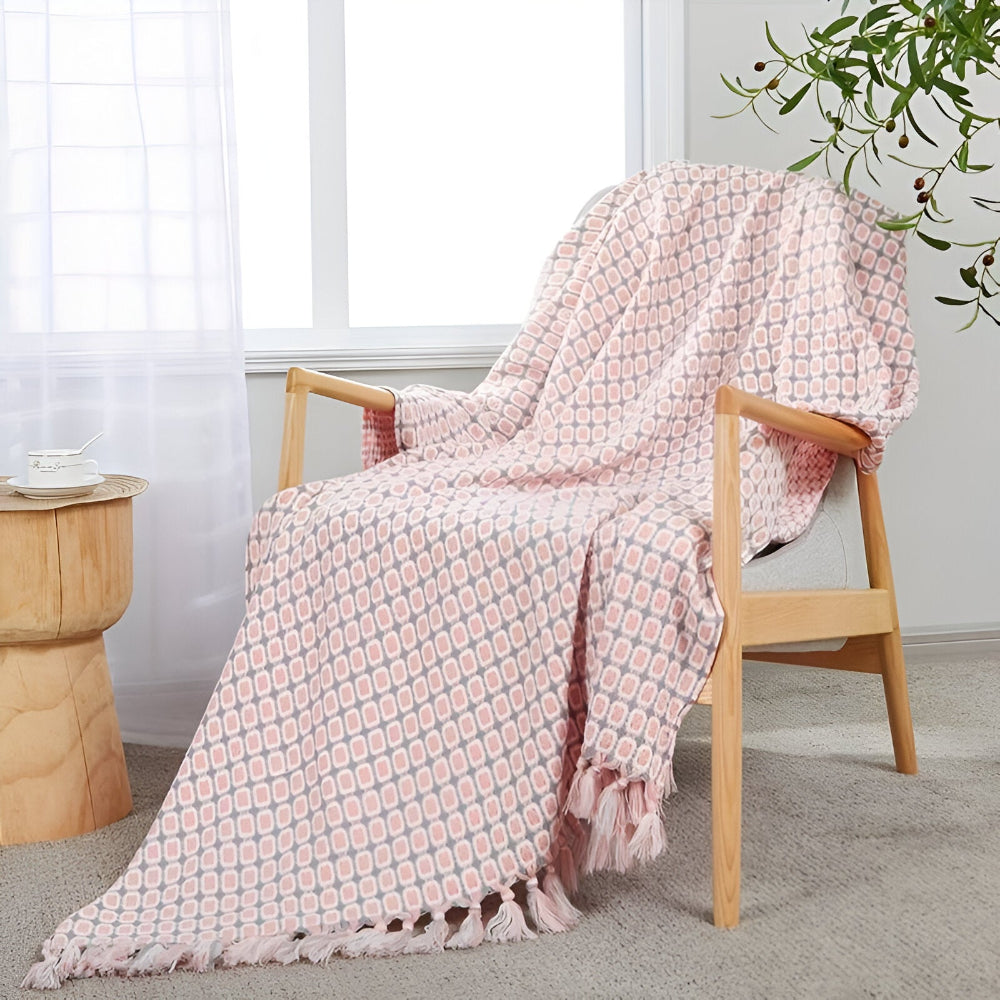 PeaKnit Plaid - Mehrzweck Decke - Lebendige Polyester Fleece Blanket mit Quaste