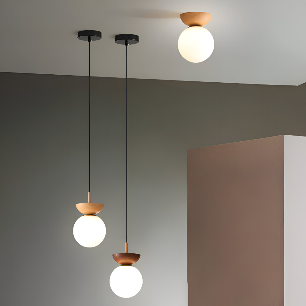 Perle LED-Deckenleuchte - Japanische Kugel Pendelleuchte - Orb Semi Flush Mount Beleuchtung